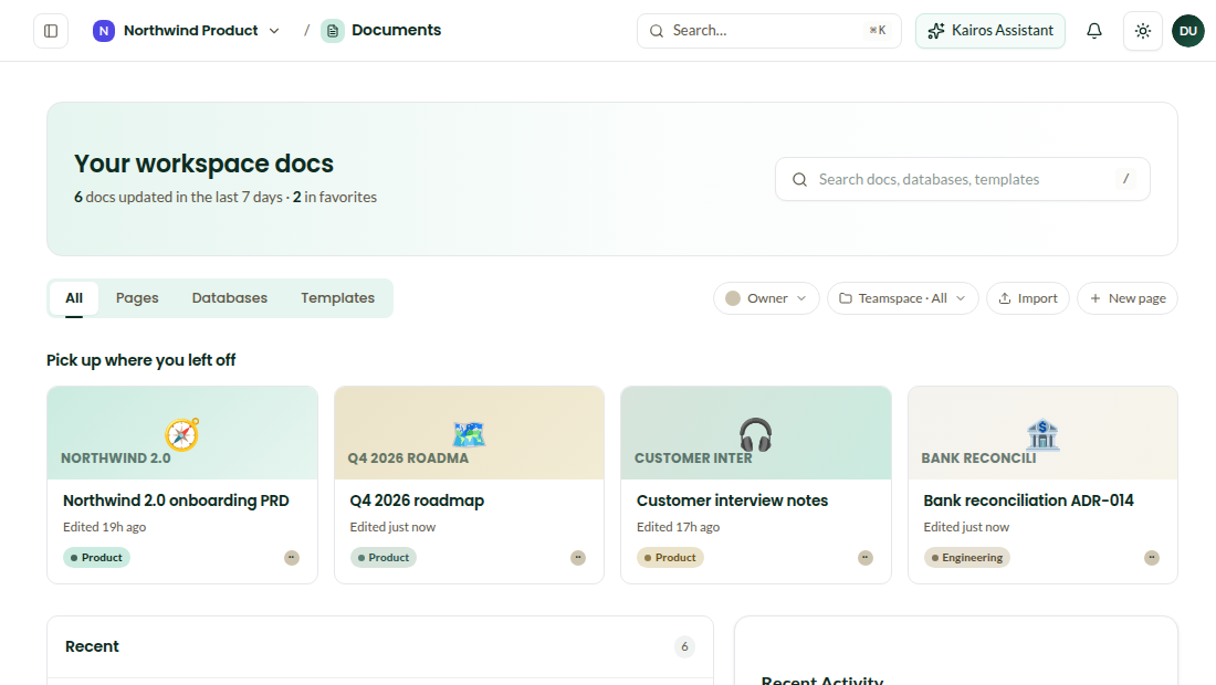 Workspace docs with teamspaces per client